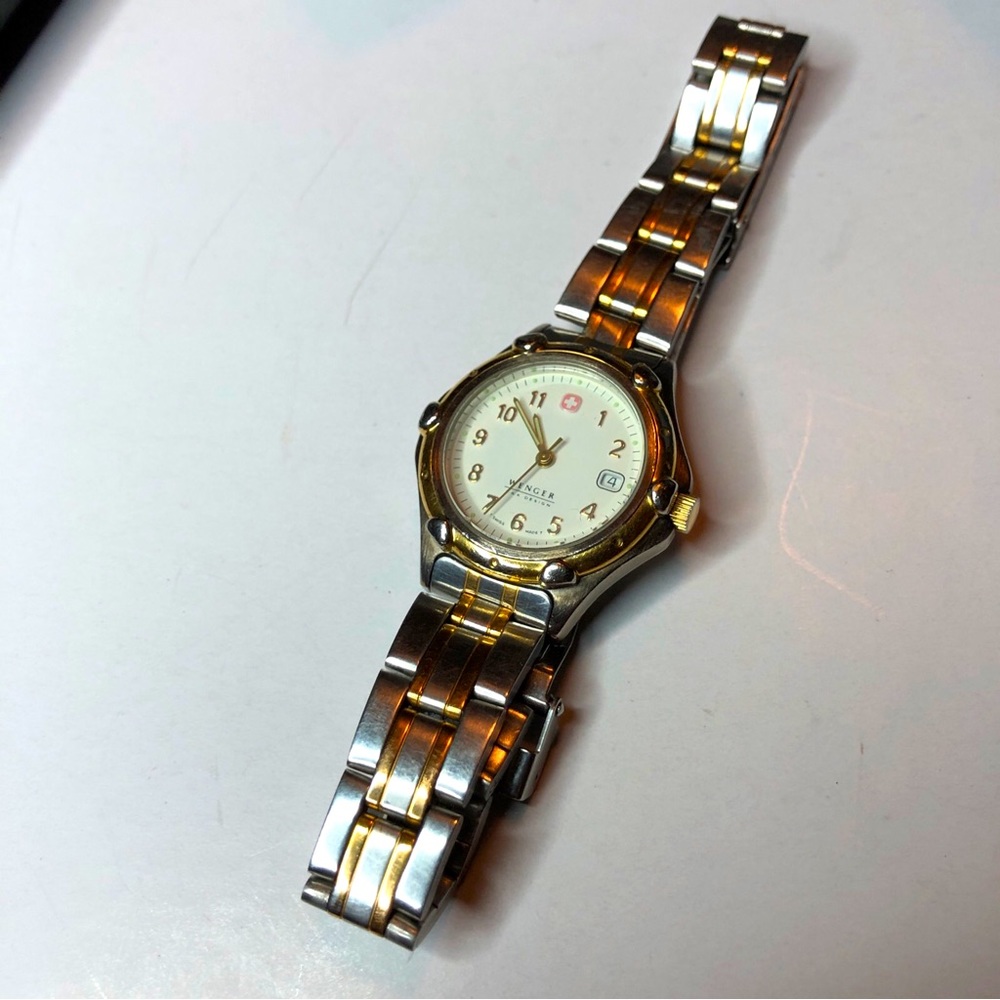 Vintage Ladies WENGER Sax Design Two-Tone Swiss Army Watch - Picture 7 of 9
